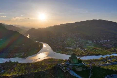 Jvari Monastery of Mtskheta, Georgia, taken in April 2019\r\n' taken in hdr Stock Photos