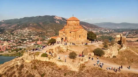 Jvari Orthodox Monastery near Mtskheta, eastern Georgia Stock Footage 140621225