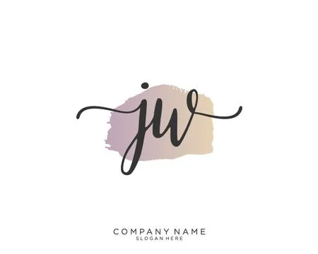 JW Initial handwriting logo design Stock Illustration