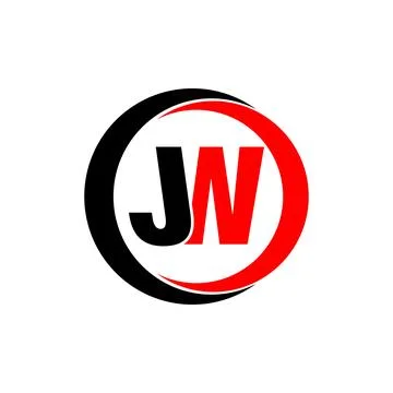 JW Initial Letter Circle Icon, Modern Minimal Monogram Alphabet Symbol Design Stock Illustration