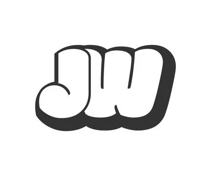 JW logo, bubble comic lettering, rounded in graffiti style black and white .. イラスト素材