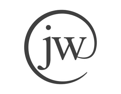 JW logo from two letter with circle shape email sign style. J and W round l.. Stock Illustration
