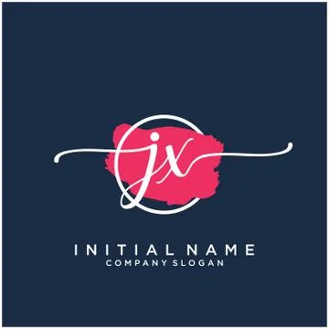 JX Initial handwriting logo design with brush circle Stock Illustration