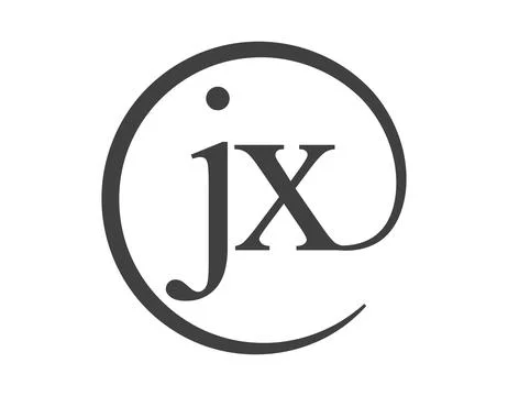 JX logo from two letter with circle shape email sign style. J and X round l.. Stock Illustration