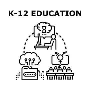 K 12 education system future learning concept Illustrazione stock