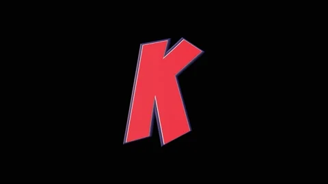 K  Alphabet Comic Letter, with Alpha Matte, Loop Vídeos de archivo 130650142