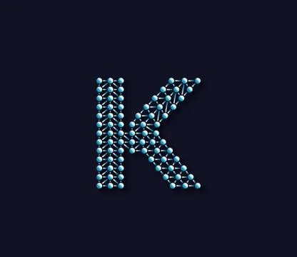 K Alphabet Creative Technology Connections Data Store Logo Design Concept Illustrazione stock