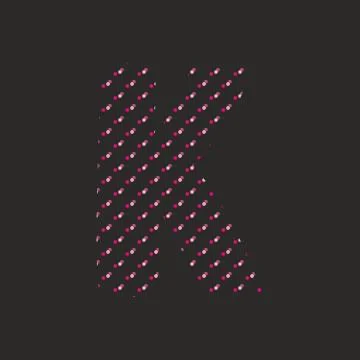 K dotted vector alphabet letter isolated on black background Stock Illustration