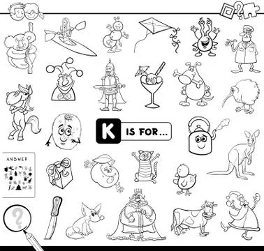 K is for educational game coloring book 스톡 일러스트