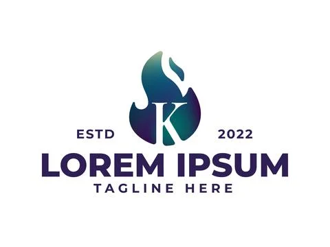 K fire flame logo design template Stock Illustration