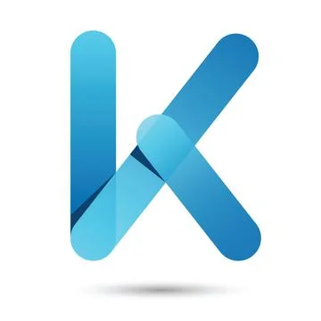 K font vector with blue color on White background, Futuristic font, Cosmic, V Stock Illustration