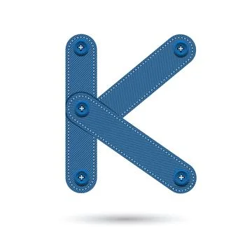 K font vector with blue Jeans on White background, Futuristic font, Cosmic, V Stock Illustration