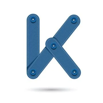 K font vector with blue Jeans on White background, Futuristic font, Cosmic, V Stock Illustration