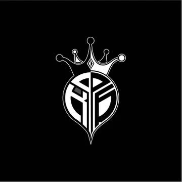 K G circle monogram logo emblem style with clown crown shape vector decoratio Stock Illustration