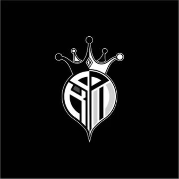 K I circle monogram logo emblem style with clown crown shape vector decoratio Stock Illustration