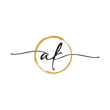 A K Initial Script Letter Beauty Logo Template 스톡 일러스트