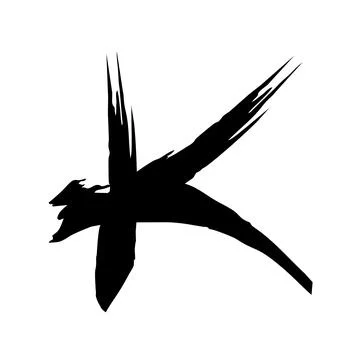 K initials calligraphy with japan style ink art logo and icon Stock Illustration