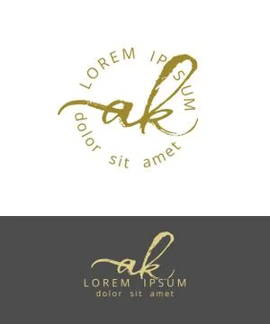 A K. Initials Monogram Logo Design. Dry Brush Calligraphy Artwork Stock-Illustration