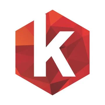 K initials red polygonal logo and vector icon Stock Illustration