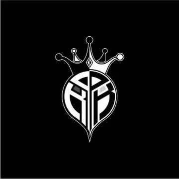 K K circle monogram logo emblem style with clown crown shape vector decoratio Stock Illustration