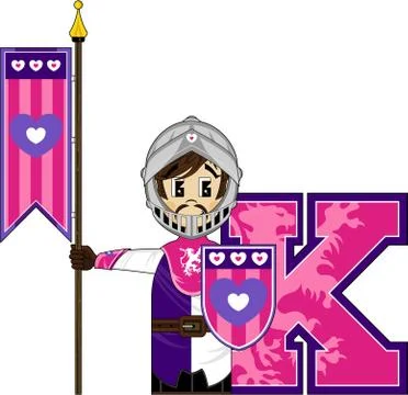 K is for Knight Alphabet Learning Illustration 库存插图