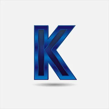 K letter with glitter rendering effect, blue color design, vector illustration Illustrazione stock
