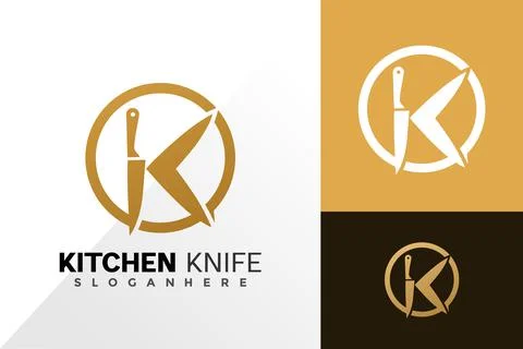 K letter knife logo vector design. Abstract emblem, designs concept, logos, l Stock Illustration