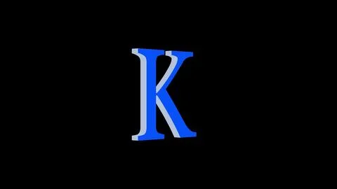 K letter logo loopable rotated blue color black background Stock Illustration