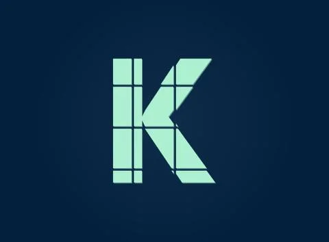 K letter logo, vector desing font.  Made of knife cut. For logo, brand label, Stock Illustration