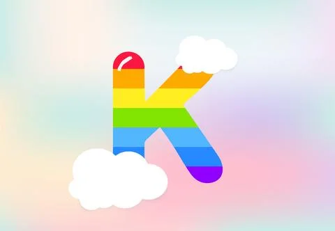 K Letter Rainbow patterns design, abstract rainbow letter for kids, love, f.. Stock Illustration