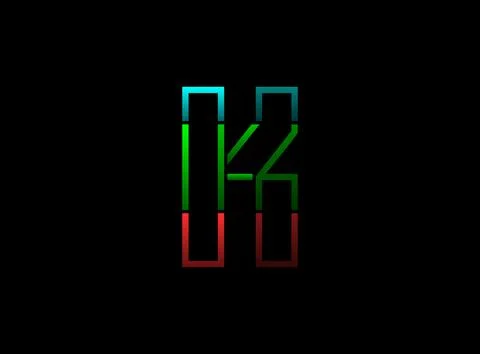 K letter vector outline stroke desing, font logo. Red, green, blue color on b Stock Illustration