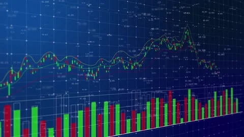 K-line trading volume trend chart of financial securities stock market Stock Footage 158152415