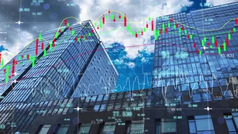 K-line trend chart of financial and stock markets Stock Footage 167984737