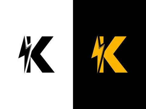K logo energy vector for identity company. initial letter volt logo template Stock Illustration