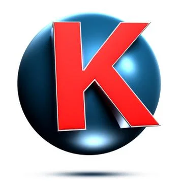 K logo isolated on white background illustration 3D rendering with clipping p Stock Illustration
