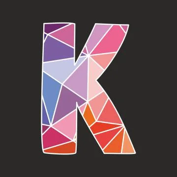 K low poly alphabet vector letter isolated on black background Illustrazione stock