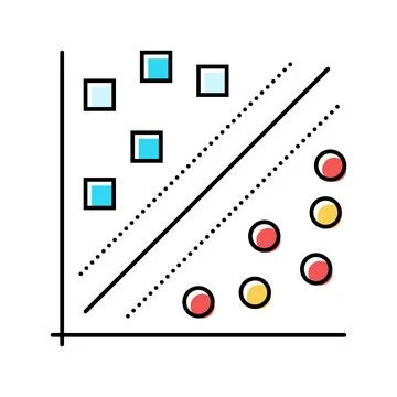 K nearest neighbors knn algorithm color icon vector illustration Stock Illustration