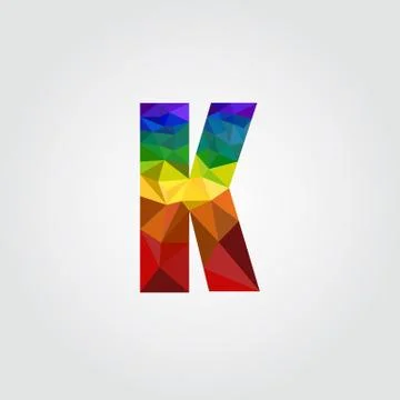 K Polygon alphabet colorful font style. Vector illustration Stock Illustration