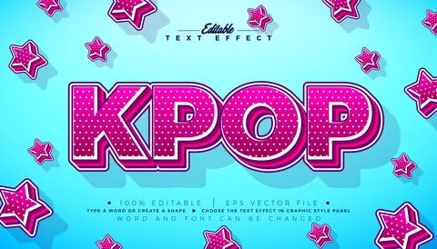 K Pop Editable Text Effect Design Modern Korean Trend Graphic Style with Star Иллюстрация