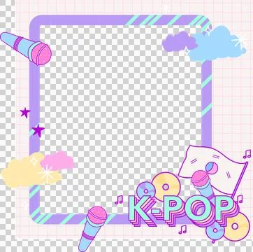 K-POP frame is showing flat pastel-striped border on transparent background with 库存插图