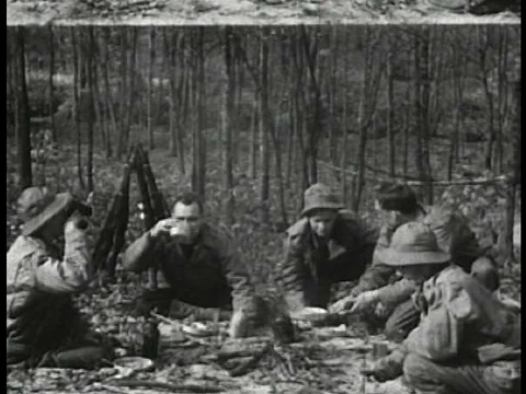 K-rations are used by troops in the field in World War Two. Stock Footage 75325663