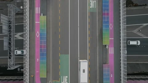 K road highway overbridge with rainbow colours, Auckland, New Zealand Stock-Footage 223517583