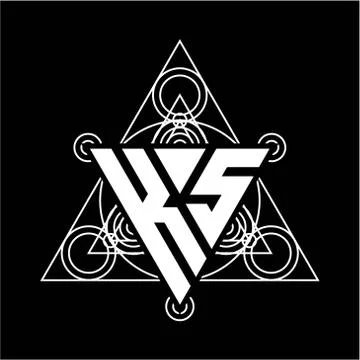 K S Monogram letter logo with triangle shape design template with sacred geom Stock Illustration