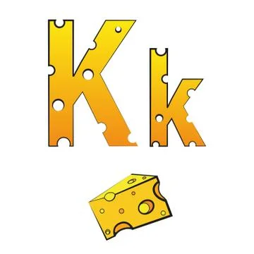 K, swiss vector Alphabet made of Cheese Stock Illustration