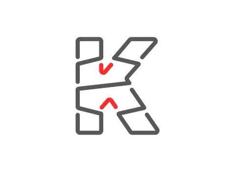 K vector letter, modern desing. Line stroke, unique font. For poster, logo, b Stock Illustration