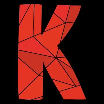K vector red alphabet letter isolated on black background Stock Illustration
