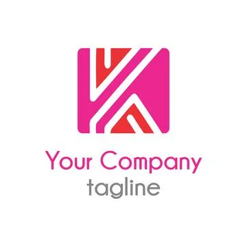 K, VK, UK initials line art in rectangle tool logo Stock Illustration