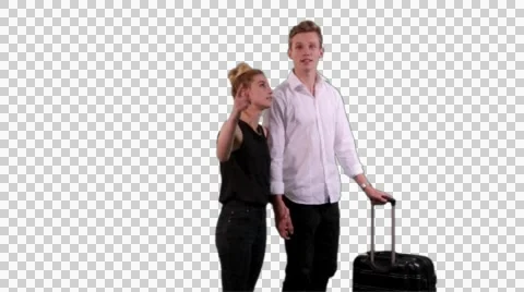 K14A8766 - Couple with trolley, pointing Stock Footage 48990772