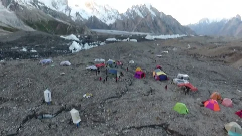K2 Base Camp &amp; Concordia Stock Footage 78161485