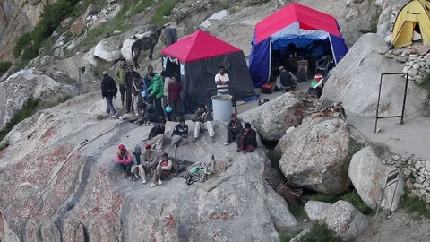 K2 Campsite Urdukas Stock Footage 78883680